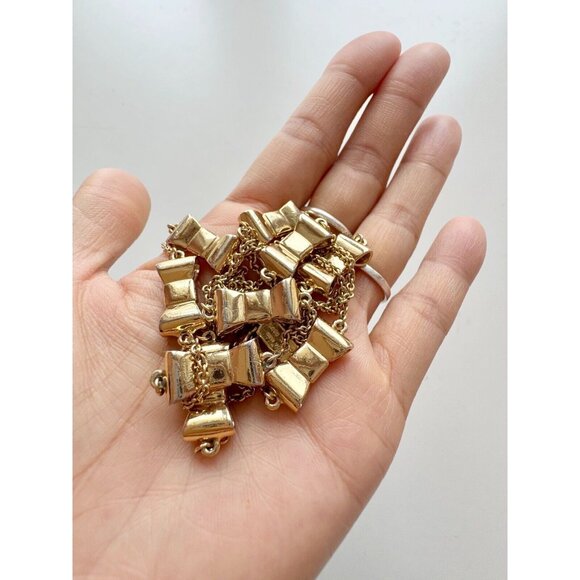 KATE SPADE Take a Bow 24K Gold Plated Station Scatter Bows Long Necklace - Picture 7 of 13